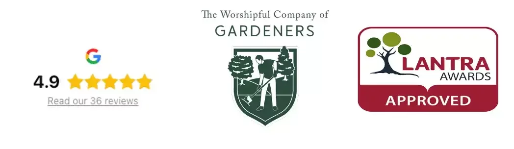 World skills uk logo - award winning landscaping gold medel, Worshipful society of gardeners prize logo, Lantra award qualification for Landscaping